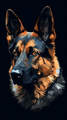german shepherd portrait , vector illustration, Generative AI.