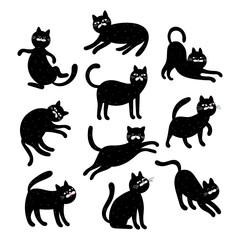 Black cat silhouette vector collection