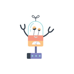 Cute and funny robot character, cartoon flat vector illustration isolated on white background.