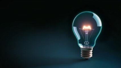 Light bulb on dark blue background, generative AI 