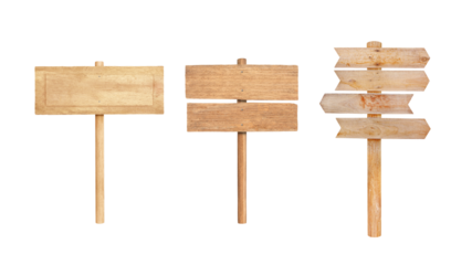 Old Wooden sign isolated on white background with clipping path included.