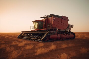 A large machine gathering crops on the red planet. Generative AI