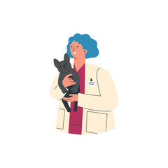 Professional veterinary doctor female character, flat vector illustration isolated.