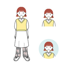 Fototapeta premium 私服の女性のイラストセット