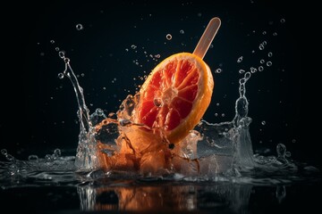 An ice lolly being splashed. Generative AI