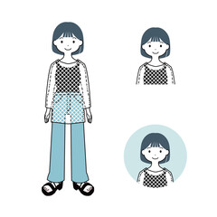 私服の女性のイラストセット