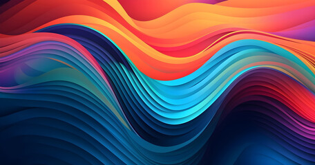 Abstract 3D Background wave background curve technology IA générative - obrazy, fototapety, plakaty