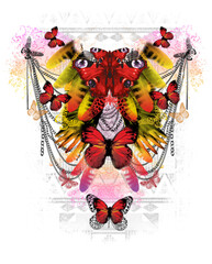 Abstract print design on plain base
