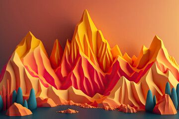 Plasticine mountains. Generative AI.