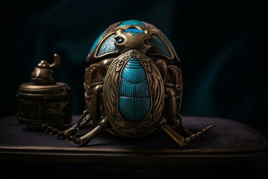 A scarab with the image of Amun Ra. Generative AI