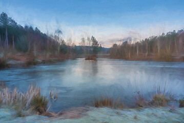 Digital painting of Cannock Chase, AONB in Staffordshire.