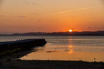 竹富島　西桟橋からの夕景
