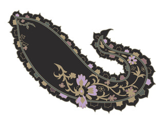 Obraz premium Flower with buds and leaves, branches paisley