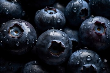 Full frame of fresh Blueberrys. Fresh ai generated Blueberrys.