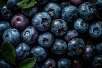 Fototapeta premium Full frame of fresh Blueberrys. Fresh ai generated Blueberrys.