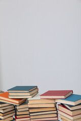 stack of books on white background learning library teaching science