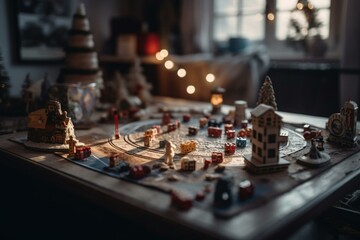 Festive game played during winter holiday season. Generative AI