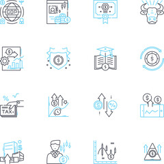 Frugal living linear icons set. Budgeting, Thrift, Sustainability, Minimalism, Economical, Resourceful, Saving line vector and concept signs. Frugality,Minimal,Bargain outline illustrations