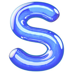 3d font letter S blue alphabet