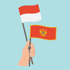 Flags of Monaco and Montenegro, Hand Holding flags