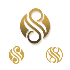 Clean S logo wit elegant leaf border rich looking symbol, S badge vector
