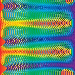 Abstract lines with a zig zag push effect. It looks as if something pushes the lines. Rainbow colors with rainbow gradient.
