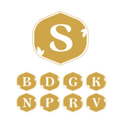 Clean S logo wit elegant leaf border rich looking symbol, S badge vector