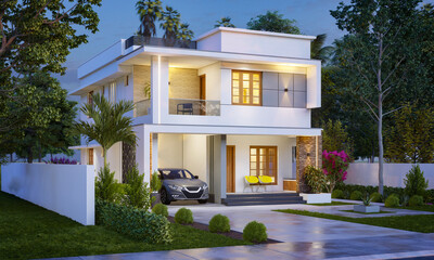3d illustration of a newly built luxury home