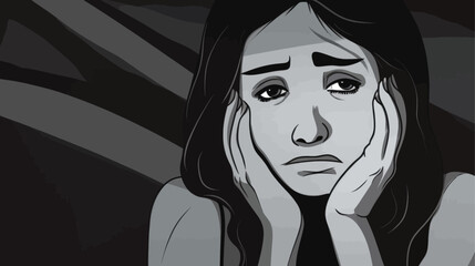 Women in depression. Bad psychological state. Mental health awareness month illustration vector