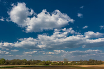 blue sky background with white striped clouds in heaven and infinity may use for sky replacement