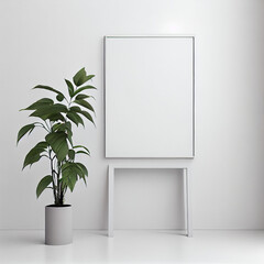 Mockup for paintings, posters with plant in the vase minimalistic style Generative AI