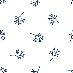 Seamless pattern with navy boho flowers