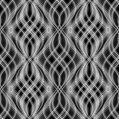 Vector repeatable moire vintage pattern. Optical art black and white gradient texture for wallpaper design.