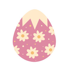 Colorful egg concept. Symbol of Easter, religious and spring holiday or festival. Natural and organic product painted in purple with flower patterns. Cartoon flat vector illustration