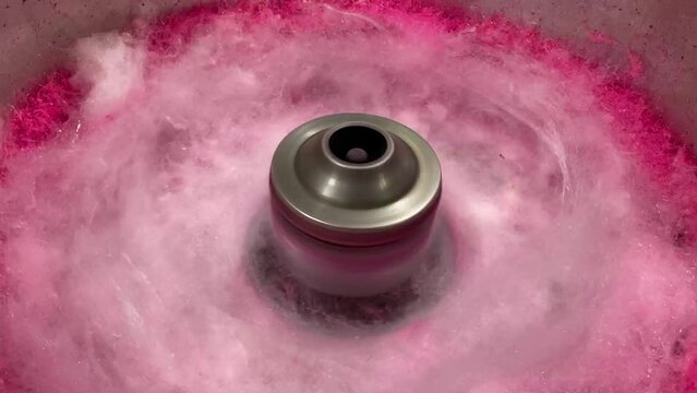 Close up shot of making of the cotton candy