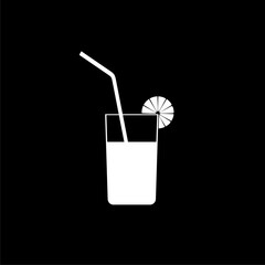Fresh drink icon simple . Juice glass isolated on black background