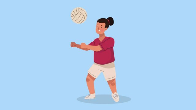 little girl practicing volleyball character animation