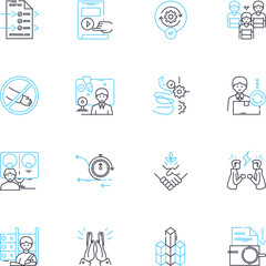 Partnership linear icons set. Alliance, Collaboration, Association, Mutualism, Cooperation, Joint-venture, Synergy line vector and concept signs. Collaboration,Compact,Fellowship outline illustrations