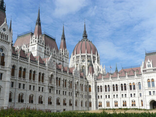 Fototapeta na wymiar Budapest (Hungary). Facade of the Hungarian Parliament in the city of Budapest.