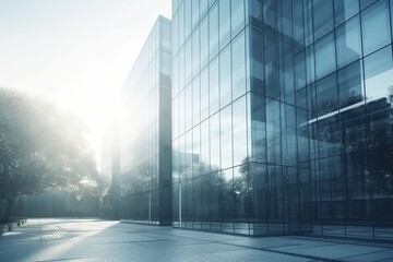 Fototapeta na wymiar 3D Render of Morning View to Perspective Glass Building , ai generated