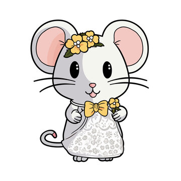 Cute clipart wedding mouse