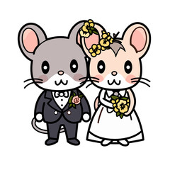 Obraz premium Cute clipart wedding mouse
