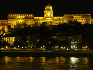 Fototapeta na wymiar Budapest (Hungary). Night view of Buda Castle in the city of Budapest