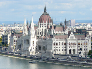 Budapest (Hungary). Hungarian Parliament from the Buda Castle in the city of Budapest