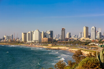 Obraz premium Panoramic view of Tel Aviv from Jaffa, Israel 