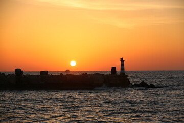 Sunset over Jaffa port, Israel