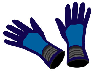 Illustration of Diving Equipment, Dive Gloves Provide Protection and Warmth in Cold Water, with Added Comfort, Dexterity and Flexibility for A Safe and Enjoyable Underwater Experience.
