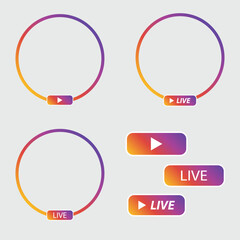Gradient circle and buttons live streaming on social media