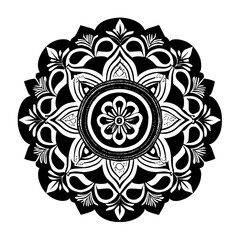 Flower clipart vector design black and white