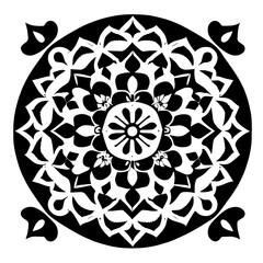 Flower clipart vector design black and white